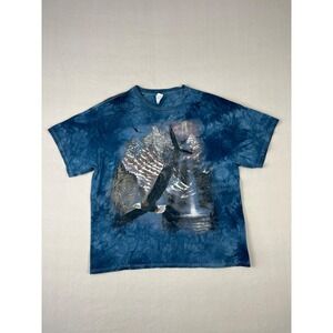Vintage The Mountain Flying Eagles USA Flag Shirt Mens XL Blue Tie Dyed Y2K